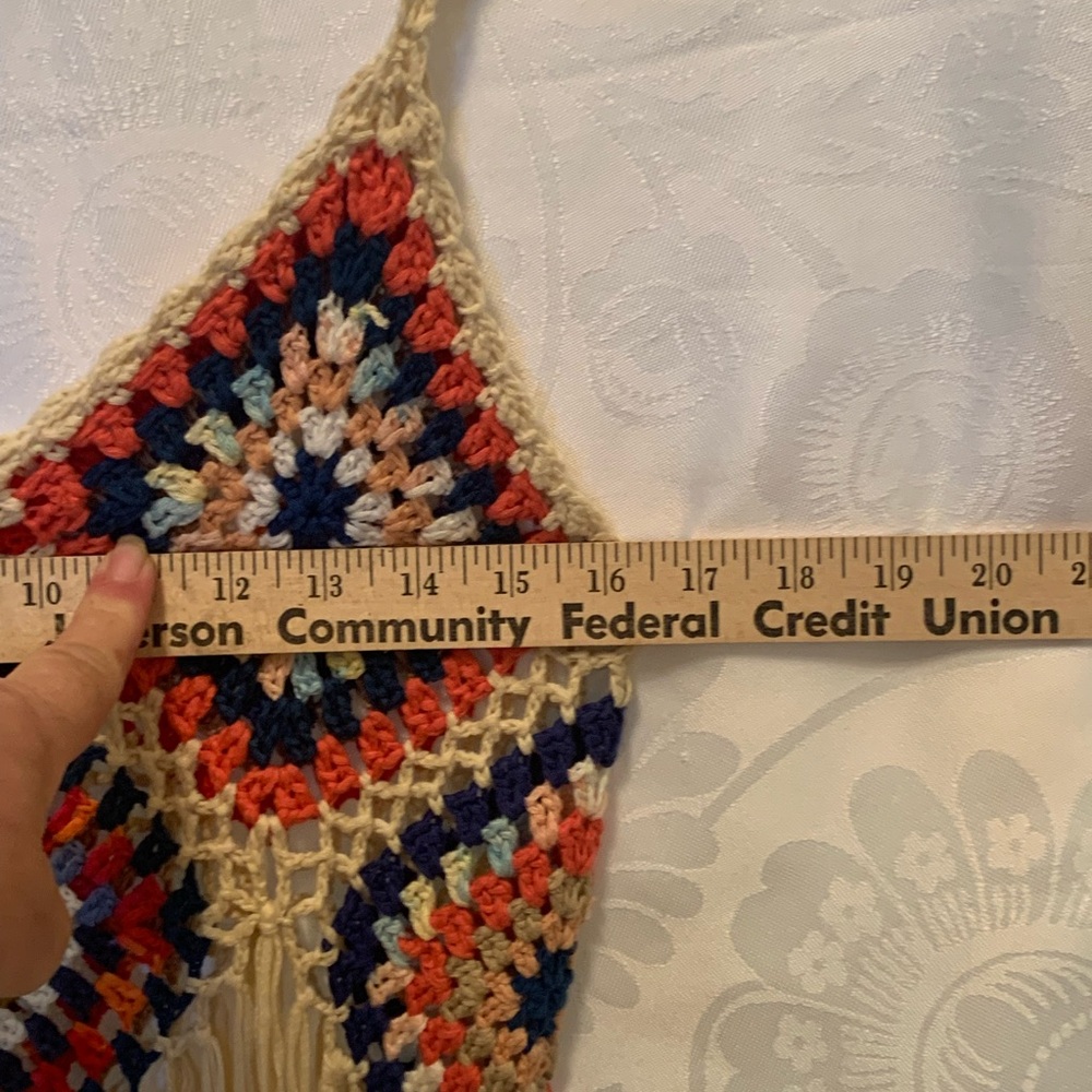 Granny square Colorful Crochet Knit tank Top Era Vanity boho festivals hippie - Picture 11 of 12